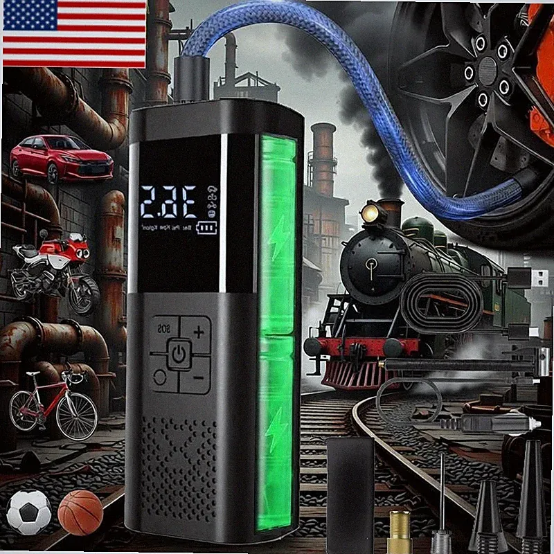 12V POWER Portable Tire Inflator Portable Air Compressor, Cordless Car Tire Pump
