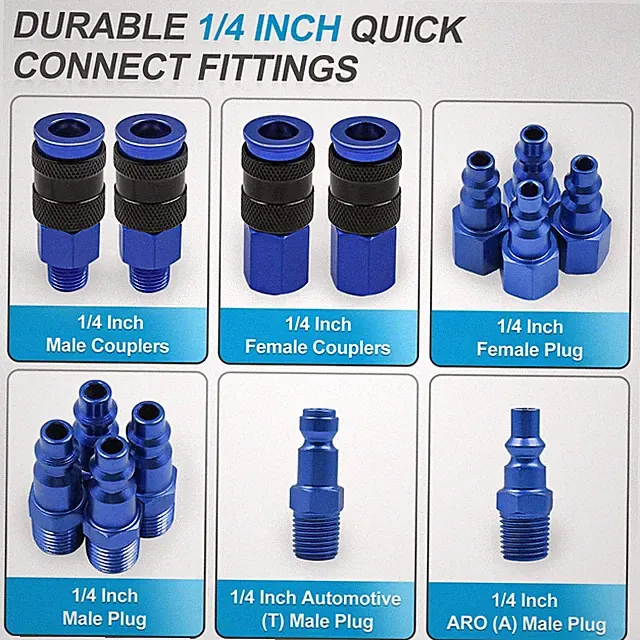 15 Pieces Air Compressor Hose Fitting Kit 1/4" Universal Air Coupler and Indu...