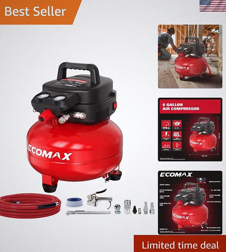 175 PSI Lightweight Pancake Air Compressor - Compact with 10 Essential Tools