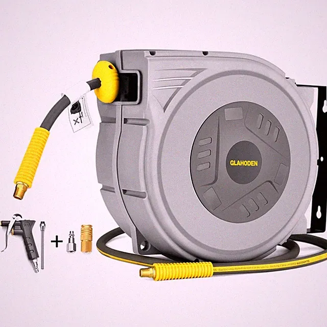 Enclosed Retractable Air Hose Reel, 3/8 in x 50 Ft Hybrid Hose Air Compressor...