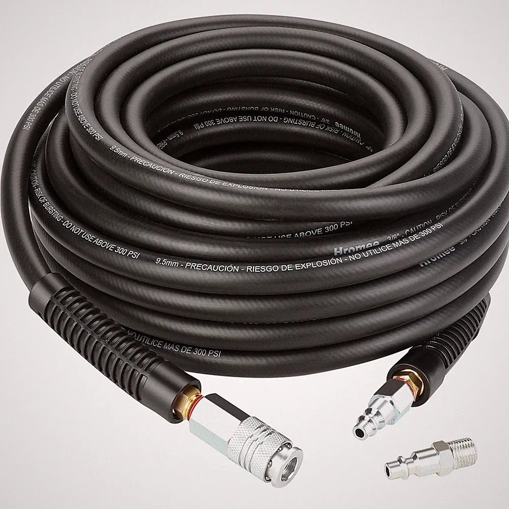 Hromee Air Compressor Hose 3/8 Inch x 50 Feet Hybrid Hose with Fittings, 1/4"...