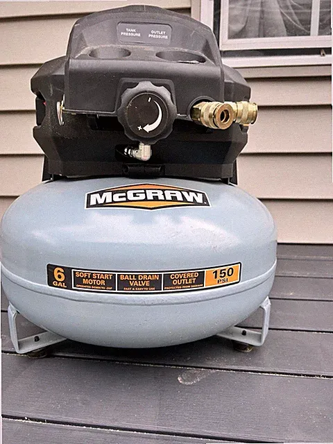 McGraw 6 Gal 150 PSI Oil-Free Pancake Air Compressor 120V Gray/Black