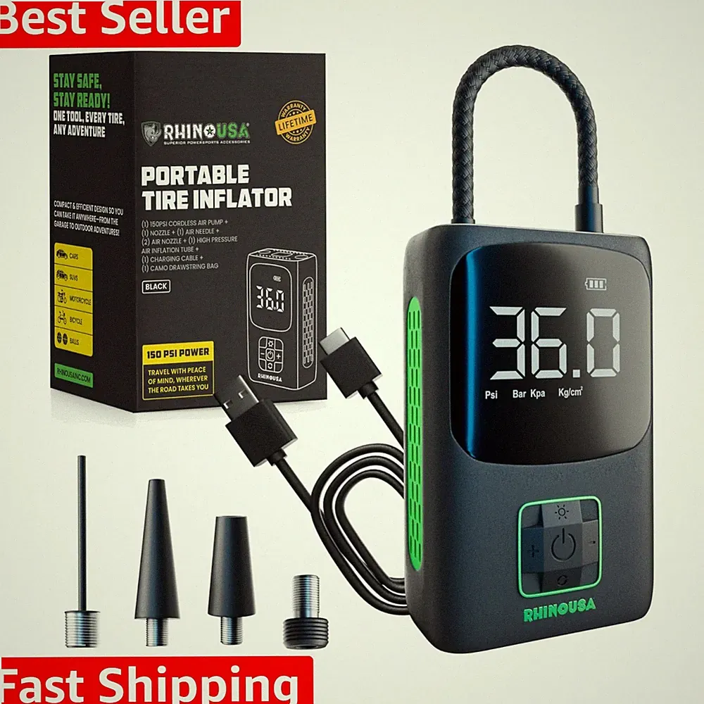 Tire Inflator Portable Air Compressor 150 PSI Upgraded Air Pump for Car Tires...